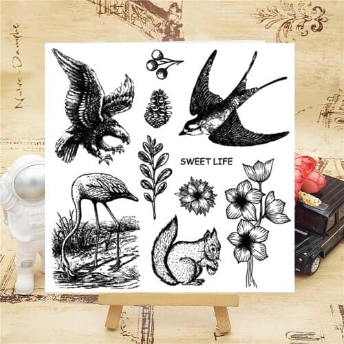 14*14CM Bird Transparent Clear Stamps / Silicone Seals Roller Stamp For DIY Scrapbooking Photo Album/Card Making