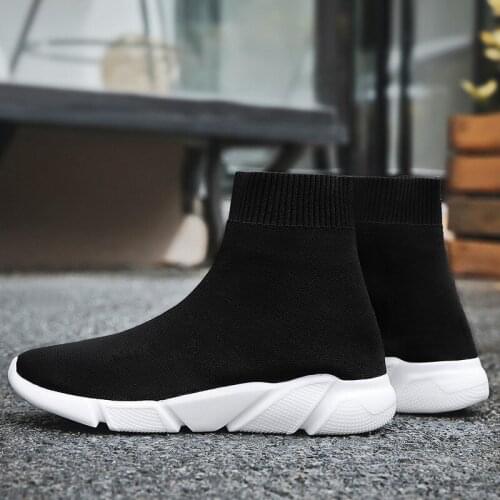 Plus Size Hightop Summer Running Man Socks Sneakers 2021 Mens Sports Shoes Women Sport Shoes Men Brands Black Knitting Gym A-524