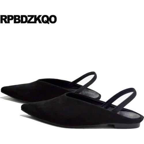 Sandals Plus Size Strap Pointed Toe Slingback Pumps Luxury Brand Shoes Women Celebrity Cool 33 Suede Italian Low Heels Kitten