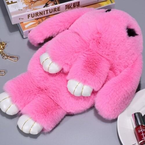 Cute fluffy rabbit chain handbag cartoo crossbody houlder bag for girls