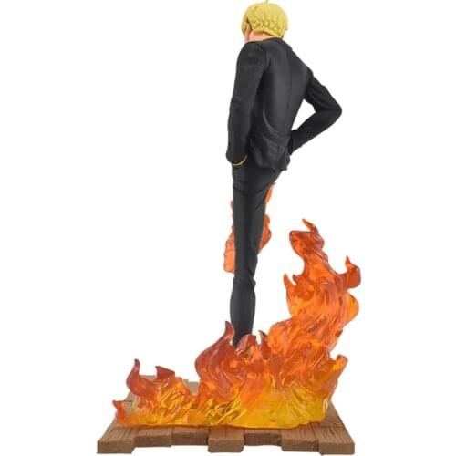Tronzo Origianl BANRESTO One piece Sanji Devil Foot With Scene Effects Accessories Log File Fight PVC Figure Toys Figurals Dolls