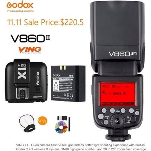 Godox V860II-C TTL Speedlite 1/8000S 2.4G Wireless Li-ion Battery Flash light +X1T-C Flash Trigger Transmitter For Canon Camera