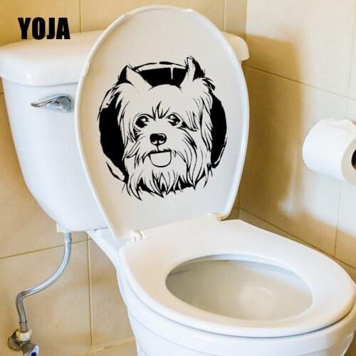 YOJA 21.8X23.6CM Funny Wall Decal Dog Animal Pet Cheerful Cute Funny Cartoon Toilet Sticker Home Decor T5-1649