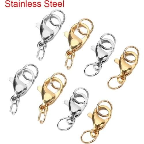 20pcs 10mm 12mm Stainless Steel Lobster Clasps Hooks Gold Color Bracelet Necklace Connectors For Diy Jewelry Making Accessories