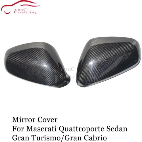 Mirror Cover Carbon Fiber Add on Style for Maserati Quattroporte Sedan 2007 - 2013 & Gran Turismo & Gran Cabrio Side Door Caps