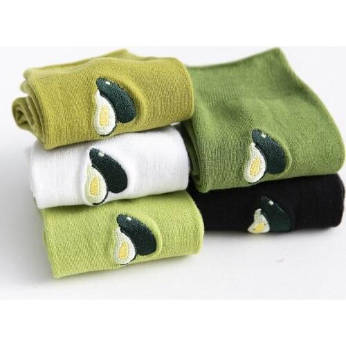 Women High Quality Cotton Socks 2019 Fashion New Cartoon Avocado Wild Series Ladies Popular Sweat-absorbent Casual Socks AA17
