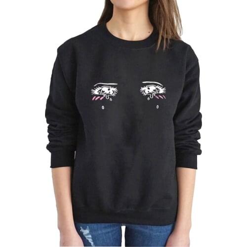 Print Long Sleeve Funny Graphic Women Sweatshirt Winter Autumn Unisex Loose Fit Style O Neck Hoodie Cry Eyes