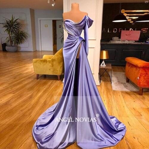 Long Mermaid Purple Arabic Evening Dress 2020 kaftan Dubai Vestidos Elegantes Long Prom Party Dress