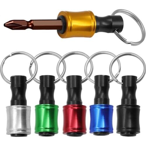 1/4 Hex Screwdriver Bits Holder Extension Bar Drill Screw Adapter Keychain stainless steel Holder Conversion Keychain Tool Parts