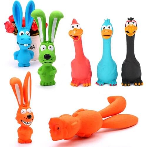 Latex 1PC Dog Accessories Dogs Puppy Toys Cartoon Animals Squeak Squeaker Screaming Chicken Toy Training Pet Products Chew