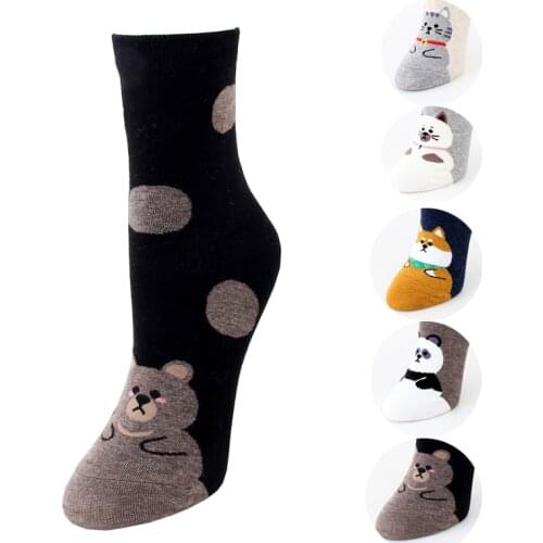 2020 New arrival women cotton autumn-winter colorful cartoon crazy sock lady and womens funny cartoon socks