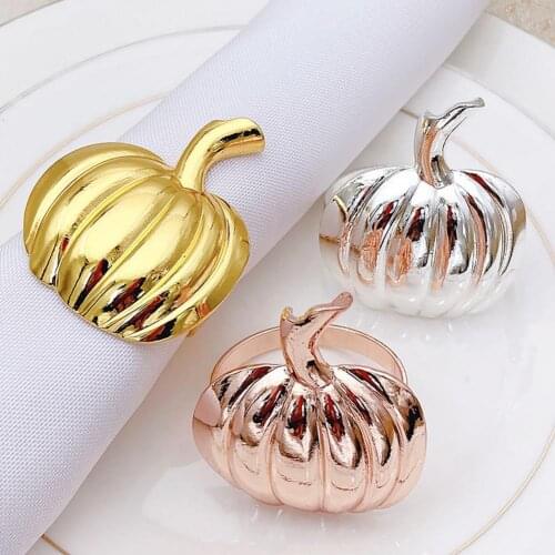 6 Pcs Halloween Creative Pumpkin Shape Napkin Ring For Wedding Dinner Table Decoration Napkin Holder Handmade Party Supplies