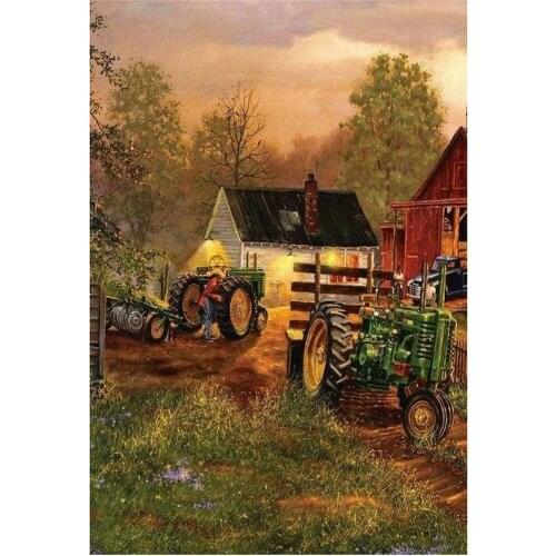 Diamond Embroidery Tractor landscape 5D DIY Diamond Painting Santa Claus Rhinestone Picture Mosaic Home Decoration Wall sticker