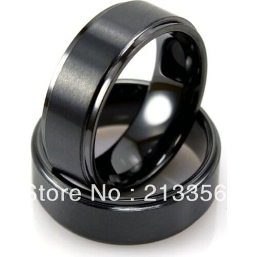 Free Shipping!Wholesales Cheap Price Promotion Sales! USA Hot Selling Mens Black Tungsten Ring With Stepped Edges & Brushed