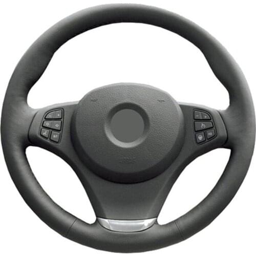 Car Steering Wheel Cover For BMW E83 X3 2003-2010 E53 X5 2004-2006 Customized DIY Steering Wrap Microfiber Leather Hand Sewing