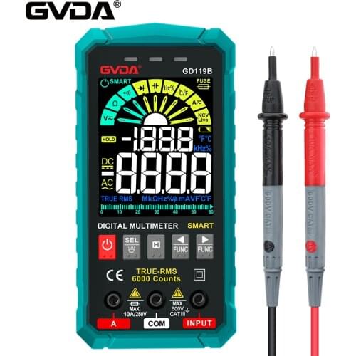 GVDA NEW Generation Digital Multimeter 600V Ture RMS AC DC NCV Smart Multimetro Tester Ohm Capacitance Hz Voltage Meter