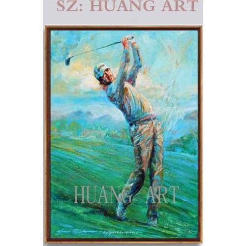 Character cheap oil painting artist hand-painted wall to play golf on the canvas painting of modern golf oil painting the wall