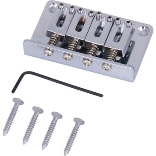 Cigar Box Guitar Parts: 4-string Chrome Hard-tail Adjustable Bridge