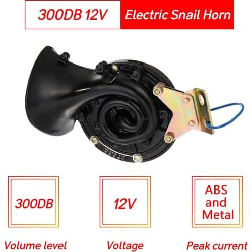 Loud 300DB 12V Black Electric Snail Horn Air Horn Raging Sound For Car Motorcycle Truck Boat