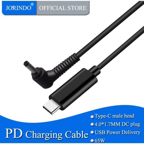 JORINDO 1.5M/4.9FT USB-C to DC4.0*1.7MM PD Portable Fast Charging Line,Type-C male head to 4017 notebook Cable 20V 3.25A 65W