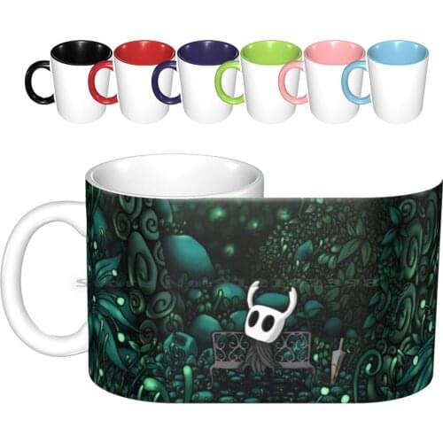 Lonely Little Ghost Ceramic Mugs Coffee Cups Milk Tea Mug Hollow Knight Team Cherry Ghost Plants Cool Pretty Garden Hornet