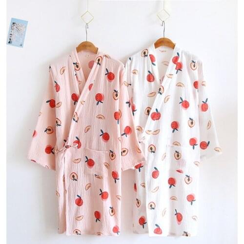 Kimono Pajama Fashion Japanese Style Cartoon Print Summer Cotton Sleepwear Thin Loose Cardigan Hot Spring Sweat Steaming Clothes