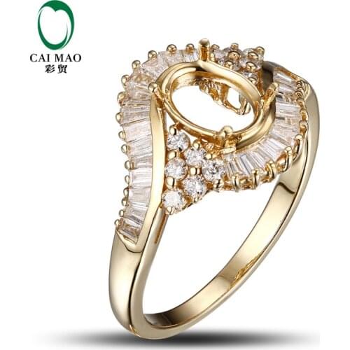 CaiMao Oval cut Semi Mount Ring Settings & 0.78ct Diamond 14k Yellow Gold Gemstone Engagement Ring Fine Jewelry