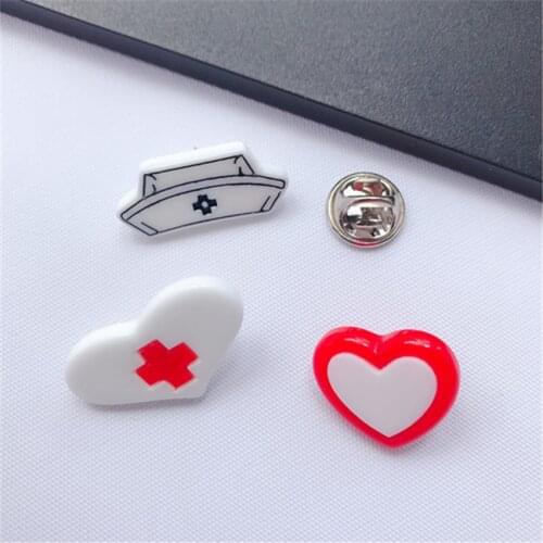1pc Resin Pins FLatback Nurse set cute heart Brooches for kids Coat decoration Jewelry Gifts