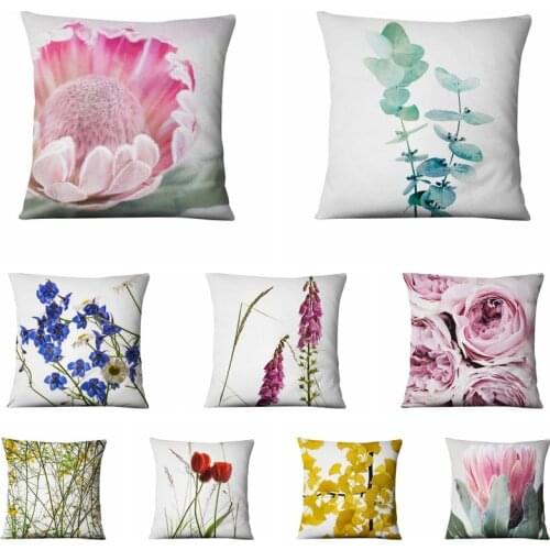 Home Pillow Decoration Super Soft Velvet Summer Flowers Printed Cushion Decorative Pillow Almofadas Decorativas Para Sofa 45*45