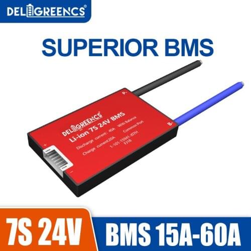 18650 7s BMS 15A 20A 30A 40A 50A 60A for 24v Balancer Li-ion Lithium 3.7V Battery Mangemeant E-bike Scooter NTC Optional