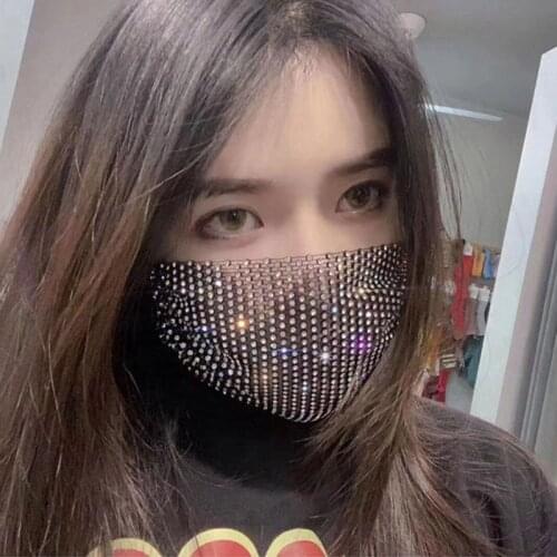 New Crystal Masquerade Face Mask for Female Vintage Party Accessories Fashion Mouth Mask Popular Party Nightclub Jewelry Gift