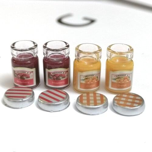 2pcs 1/12 Scale Dollhouse Miniature Mini Jam Food Pretend Play Doll Food Toy for Blyth Barbies Doll Kitchen Accessories