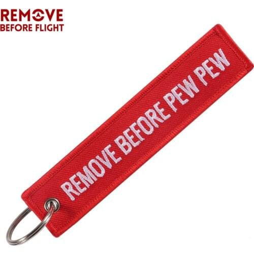 Fashion Trinket Remove Before Pew Pew Embroidery Car Keychain Aviation Key Ring Chains for Gift Strap Lanyard Tag Keychains