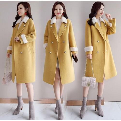 Autumn winter new Korean double-breasted college wind wool coat women loose Long woolen coat female winter coat women long coat