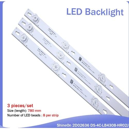 New 15 pcs/setLED backlight strip 8 lamp for TCL 43"TV D43A810 L43F1B L43P1A-F 43HR330M08A2 V5 Shine0n 2D02636 DS-4C-LB4308-HR