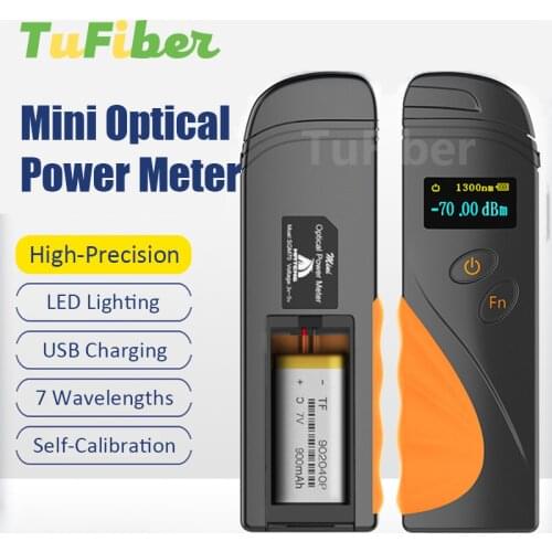 NEW High Precision Mini Rechargeable Fiber Cable Tester Optical Power Meter -50 to 20 / -70 to 3 dBm Clamshell FTTH Tool