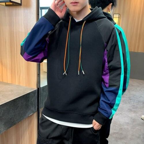 Ins Men 2021 New Mens Long Sleeve Harajuku Sweatshirts Fashion Casual O-Neck Hoodie Patchwork Pullovers For Young Men Tops