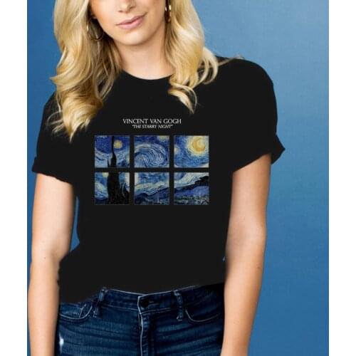 Van Gogh Shirt Fine Art Shirt The Starry Nigh Classic Clothes Woman 2021 Fashion Lover Gift Art Teacher Gift Aesthetic Black