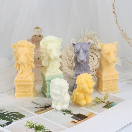 Lion King Sitting Silicone Candle Soap Mold Cartoon Statue Ornament Handmade DIY Resin Scented Animal Style Elements Gifts