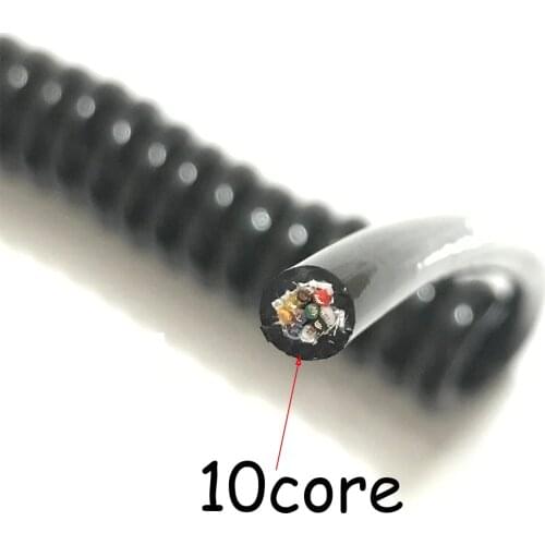 10 core spring Spiral wire 0.3 square OD10MM spiral wire shielded pure copper wire 22AWG Stretch 1m 2m 3m 4m 5m 6m 7m PU Wire