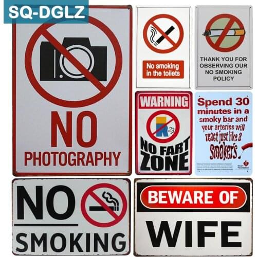 [SQ-DGLZ] NO PHOTOGRAPHY & No Smoking Metal Sign Wall Decor Tin Sign Vintage Metal Signs Home Decor Painting Plaques Art Poster