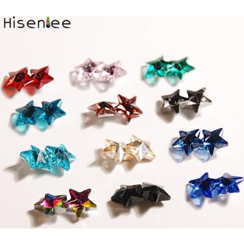 Glass Clear Czech Crystal Rhinestones 10MM 20pcs Pentagram Shape Point back Nail Art Decoration Strass Stones