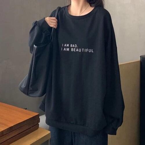 Sweatshirt Womens Autumn New Korean Version Loose Oversized Letter Printing Thin Sweatshirts Pullover Tops Hoodie y2k Harajuku