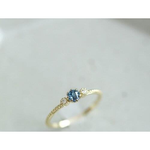 Blue Cubic Zircon Thin Rings for Woman Rose Gold Color/Gold Color/silvery Charm Female Party Finger Jewelry