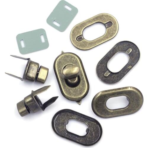 1Set/5Sets Twist Turn Lock Clasps Oval Alloy Bronze Tone Crafts Coin Purse Bag Handbag Making DIY Findings 37x21mm