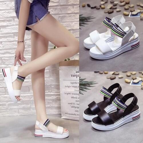 2019Women Summer Platform Sandals Female Fish Mouth Platform High Heels Wedge Shoes Lady Sexy Buckle Slope Sandals