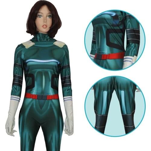 High Quality Female Anime My Hero Academia Cosplay Deku Carton Costumes Zentai Bodysuit Suit Halloween Costumes Made In China