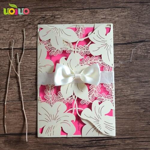 10pcs paper various color flower laser cut unique wedding invitation card