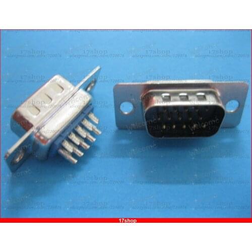 10 pcs D-sub 15 pin Male 3 Rows Solder Type Connector NEW