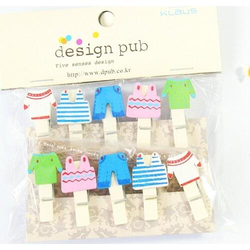 10 pcs/lot Creative Clothing Pants Series Wooden Clip Photo paper Clothespin Craft Clips Party Decoration Clip with Hemp Rope